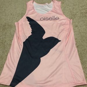 Oiselle singlet light pink and plum